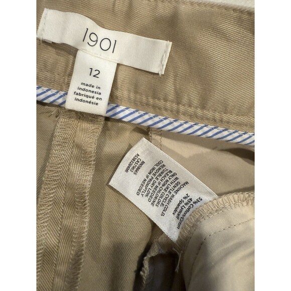NEW Nordstrom Pants Womens 12 Khaki Wide Leg Relaxed Fit Chinos Casual Career - Picture 3 of 7